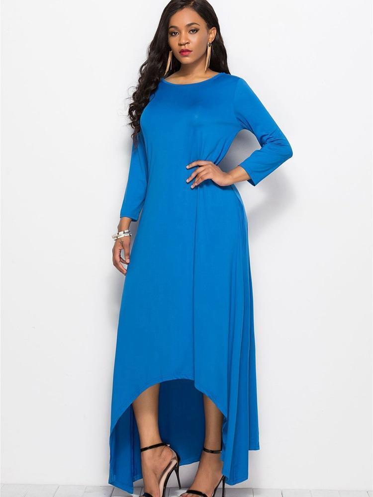 Long Sleeve Asymmetrical Women Loose Plus Size Dress