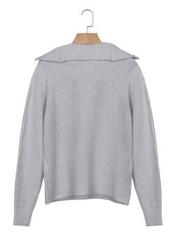 Zipper Neck Knitted Long Sleeve Sweaters