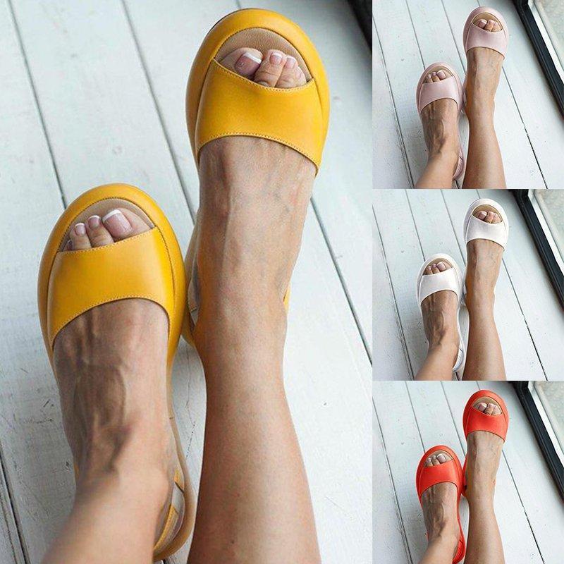 Women Fashion Footbed Peep Toe Slip On Sandals