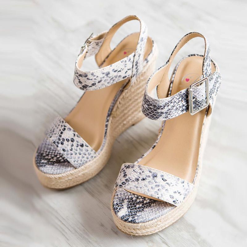 Elegant Adjustable Buckle Wedge Sandals