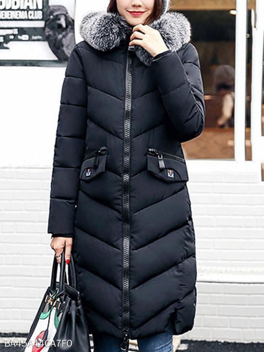 Women Hooded Quilted Longline Pocket Padded Coat