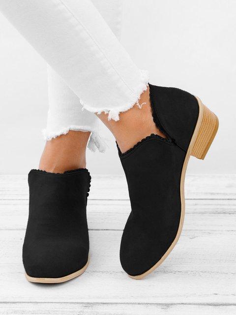 Women Booties Slip On Low Heel Ankle Plus Size Shoes