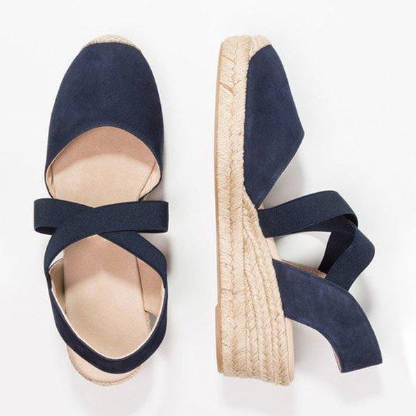 Plus Size Espadrille Wedge Sandals Elastic Band Slip On Sandals