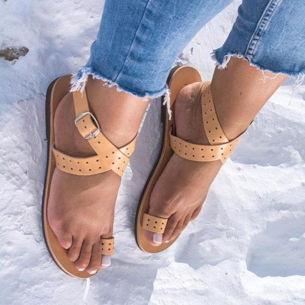 Women Flip PU Buckle Sandals