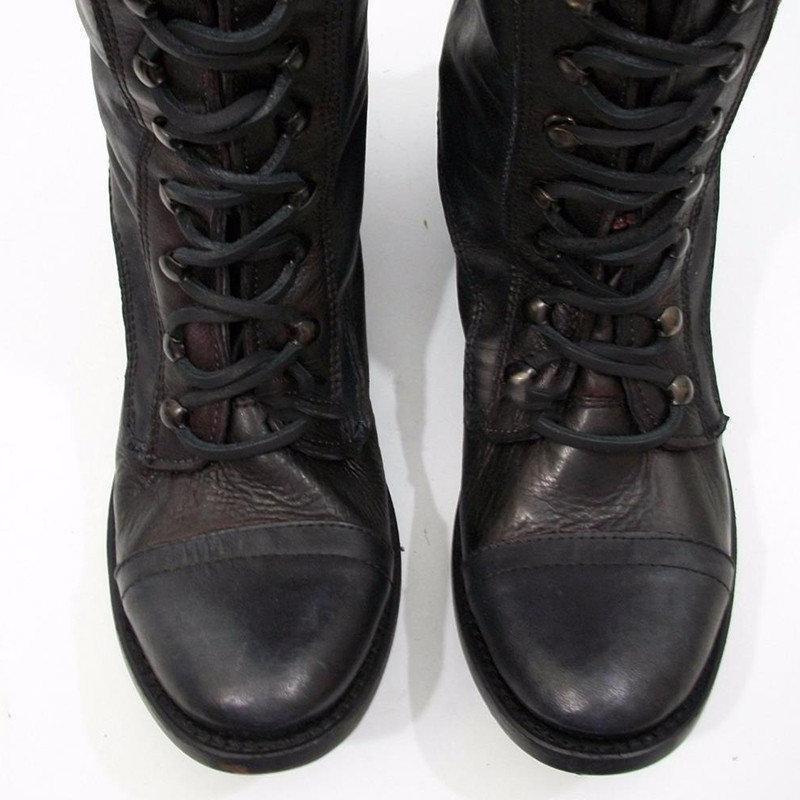 Women Winter Vintage Boots Lace-up Knee-high Shoes