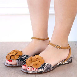 Women Flat Heel Sandals Elegant Buckle Shoes